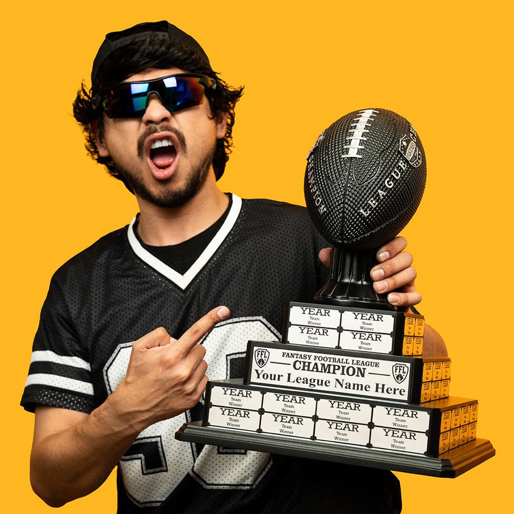 17" Fantasy Football Tiered Perpetual Trophy - Silver Engravings - Image 2