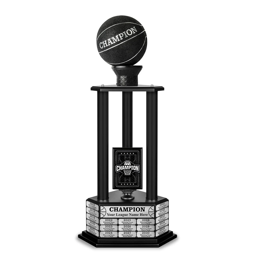 26"-36" Perpetual Custom Basketball Trophy - Black - Image 18