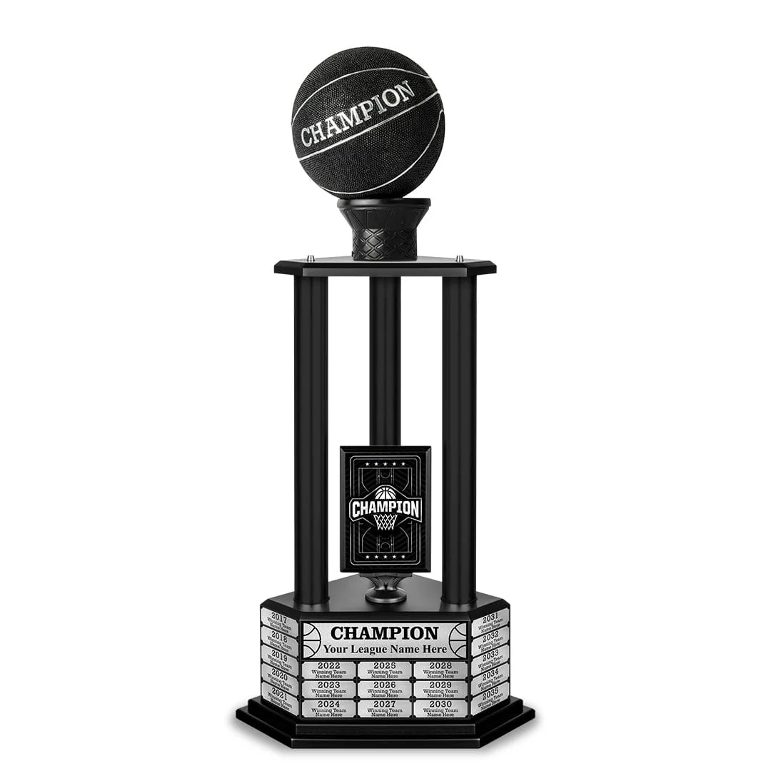 26"-36" Perpetual Custom Basketball Trophy - Black - Image 19