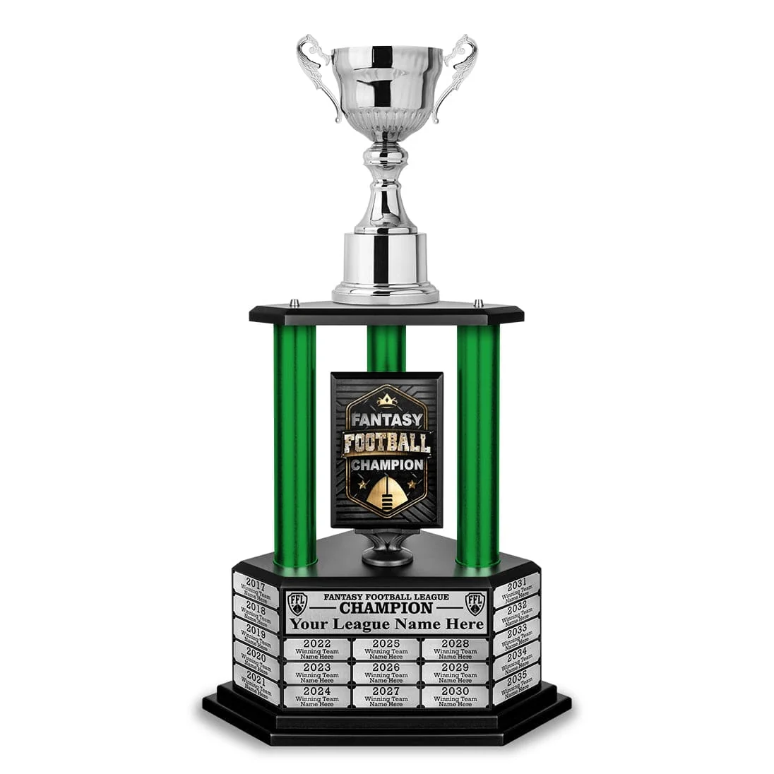 26”-36” Green Column Fantasy Football Perpetual Trophy - Image 9