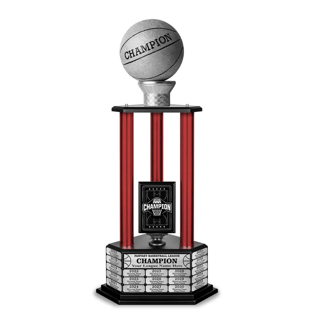 26"-36" Perpetual Custom Basketball Trophy - Silver - Image 16