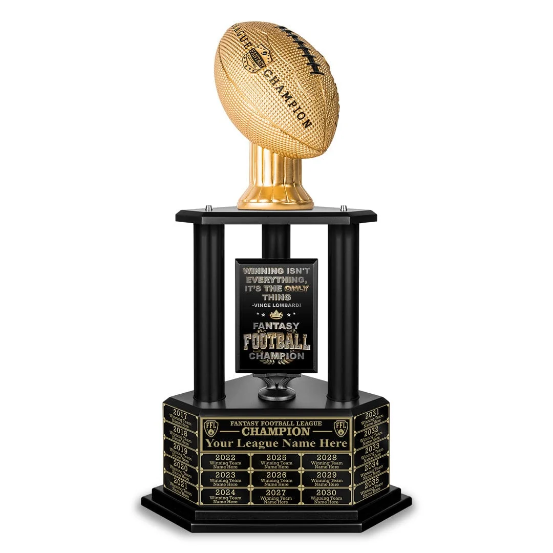 26"-56" Perpetual Fantasy Football Trophy - Gold Football - Image 11