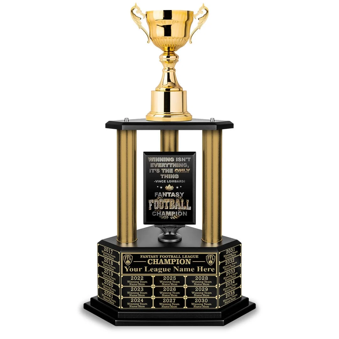 26"-36" Perpetual Fantasy Football Trophy - Gold Columns - Image 14