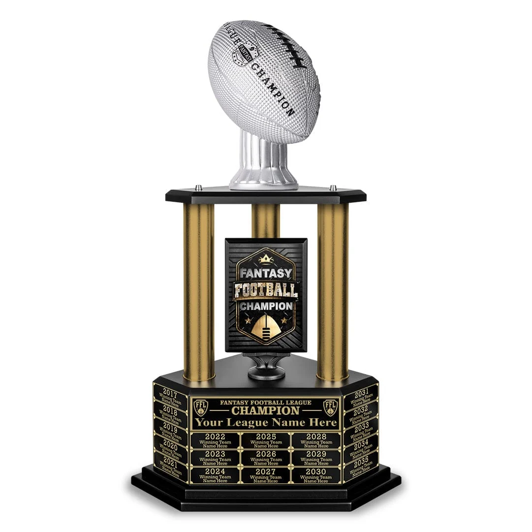 26"-36" Perpetual Fantasy Football Trophy - Gold Columns - Image 19