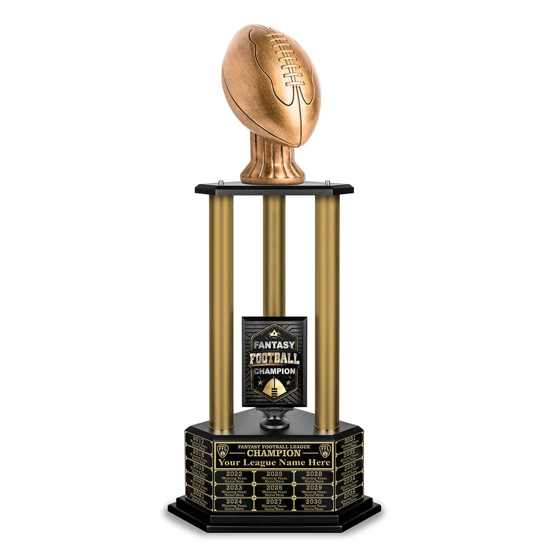 26"-36" Perpetual Fantasy Football Trophy - Gold Columns - Image 24