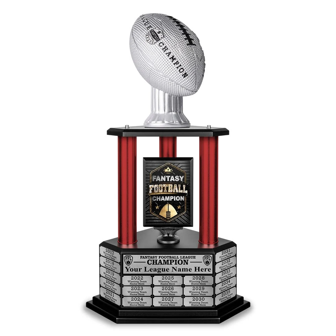 26"-56" Perpetual Fantasy Football Trophy - Silver Football - Image 13